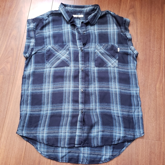 Vans sleeveless flannel button down shirt - Picture 1 of 3
